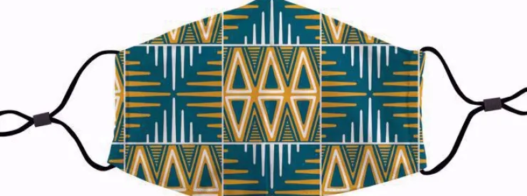 Face Masks^African American Expressions BLUE/YELLOW MUDCLOTH FACE MASK