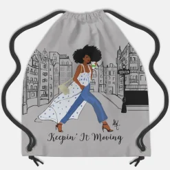 Drawstring Backpacks^African American Expressions Keepin' it Moving Drawstring Backpack