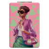 Compact Mirrors^African American Expressions PINK AND GREEN COMPACT POCKET MIRROR