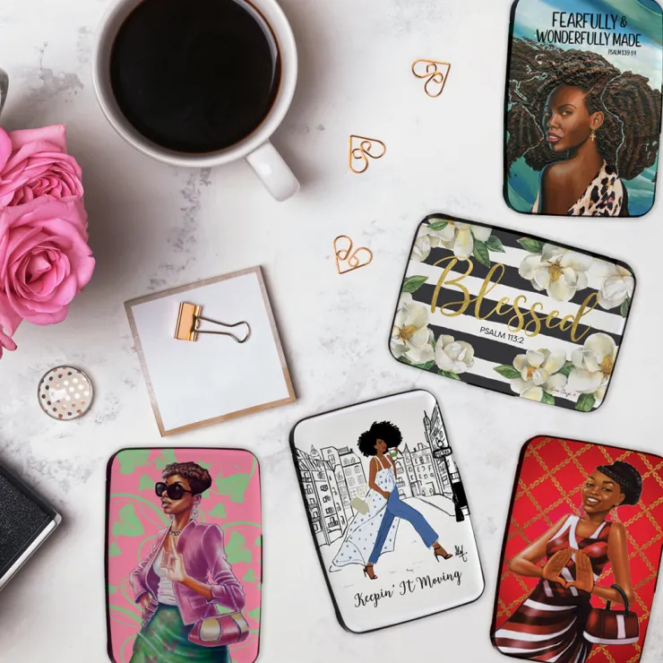 Card Holders^African American Expressions RED AND WHITE CARD HOLDER