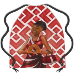 Drawstring Backpacks^African American Expressions Red and White Drawstring Backpack