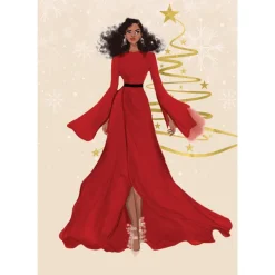 Christmas Cards^African American Expressions RED DRESS GLAMOROUS CHRISTMAS