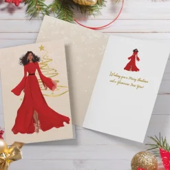 Christmas Cards^African American Expressions RED DRESS GLAMOROUS CHRISTMAS