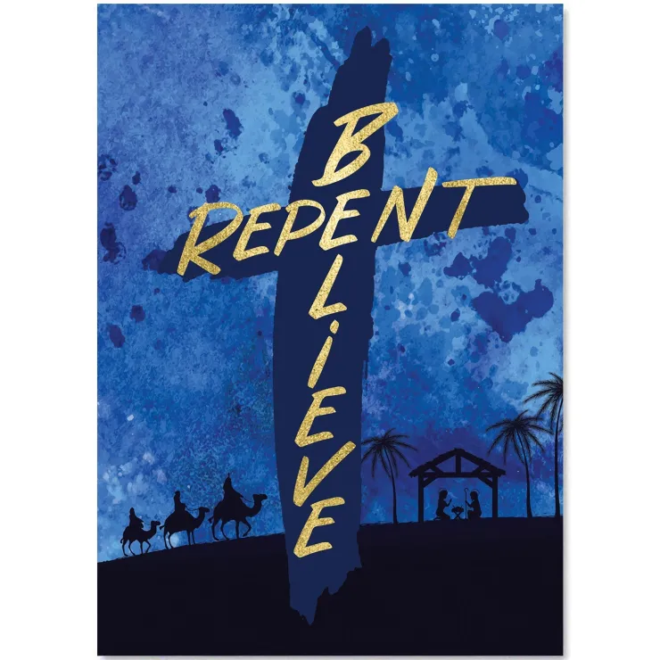Christmas Cards^African American Expressions Repent/Believe Christmas Card