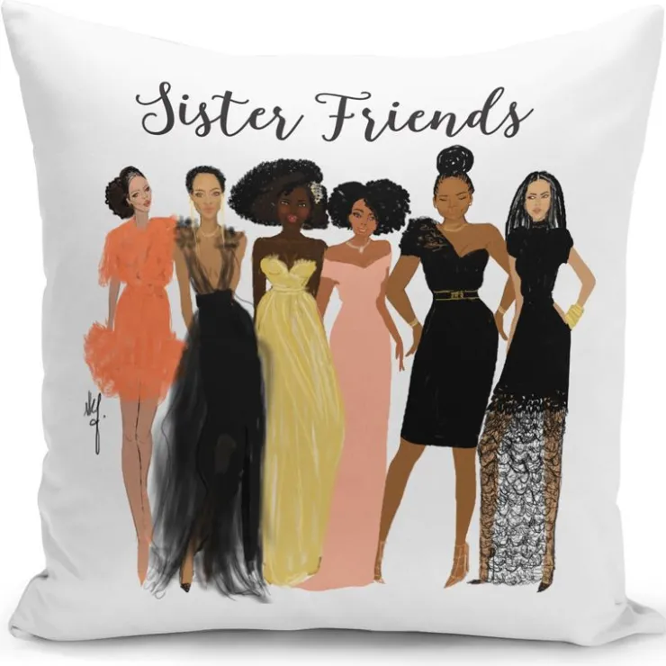 Pillow Covers And Pillows^African American Expressions SISTER FRIENDS PILLOW COVER