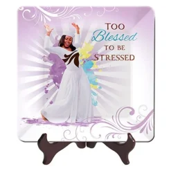 Glass Plates^African American Expressions TOO BLESSED TO BE STRESSED (PINK)